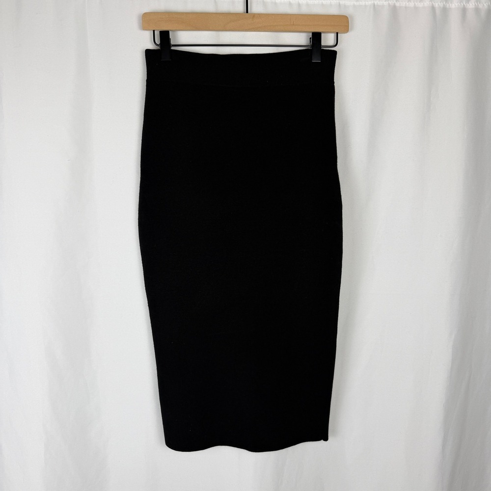 Milly Pencil Skirt Womens Small Black Knit Stretch Midi Professional Career